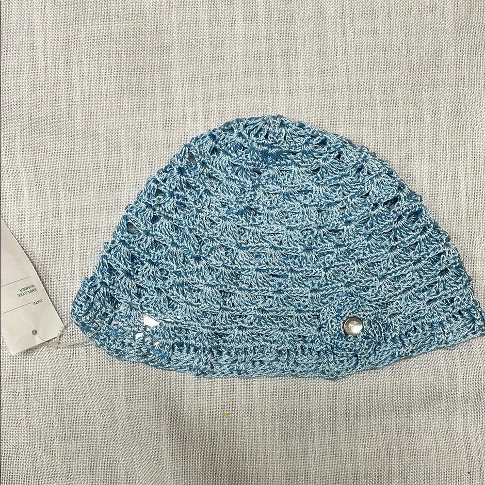 Jennifer Lopez Blue Textured Knit Hat